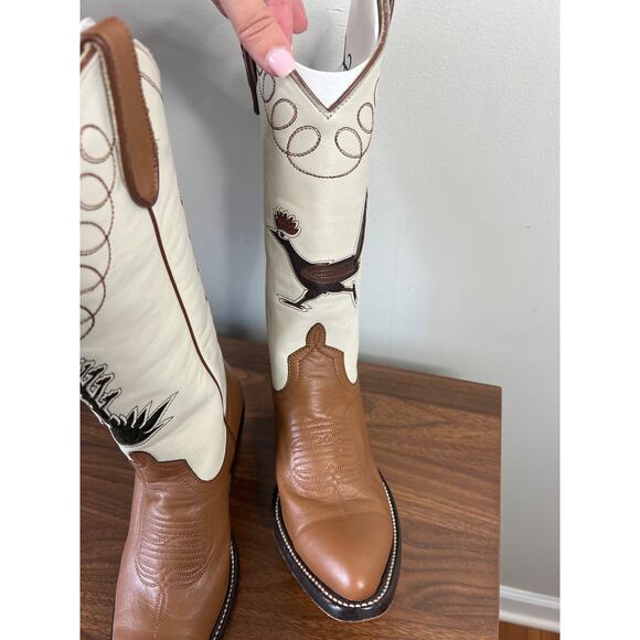 Preowned Fraulein Roadrunner Cowboy Almond Shape Toe Calf Leather Boot - Picture 4 of 11